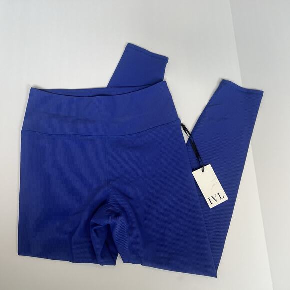 IVL Pants - Revolve IVL Collective NWT Ribbed Leggings Surf The Web Electric Blue Sz 6